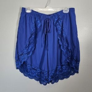Sapphire Blue Shorts with Lace Trim by Yummy Plus New Without Tags